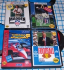 Virtua Racing, Madden '94, Madden 92, and PGA Tour Golf III for Sega Genesis