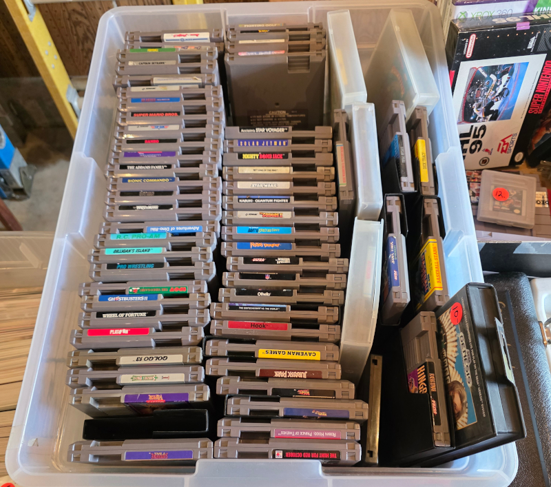Bin of NES games