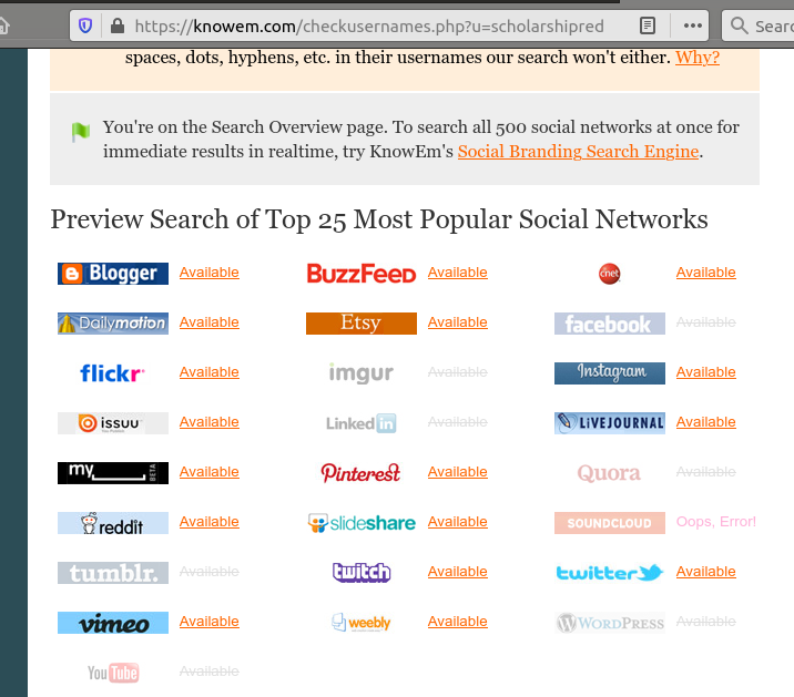 Other social media handles they have